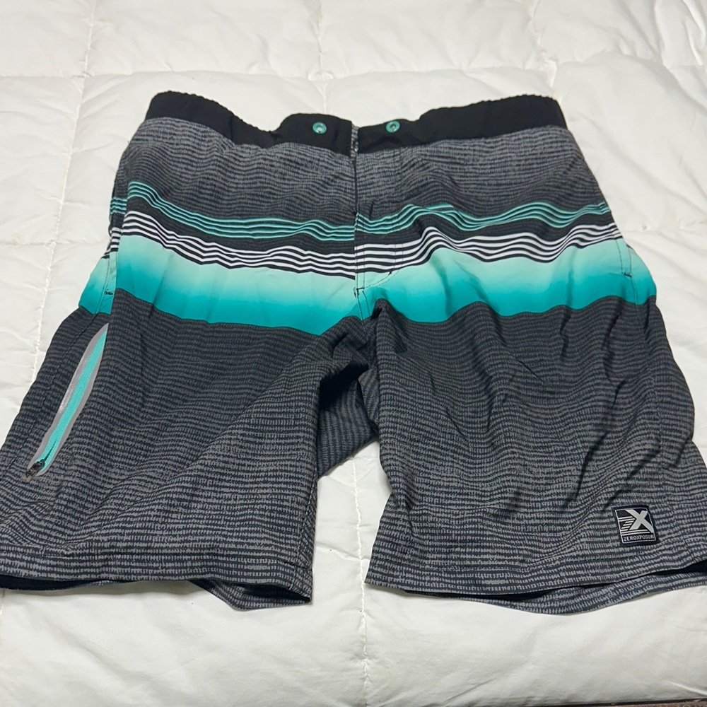 ZeroXposur Black and Teal Board Shorts